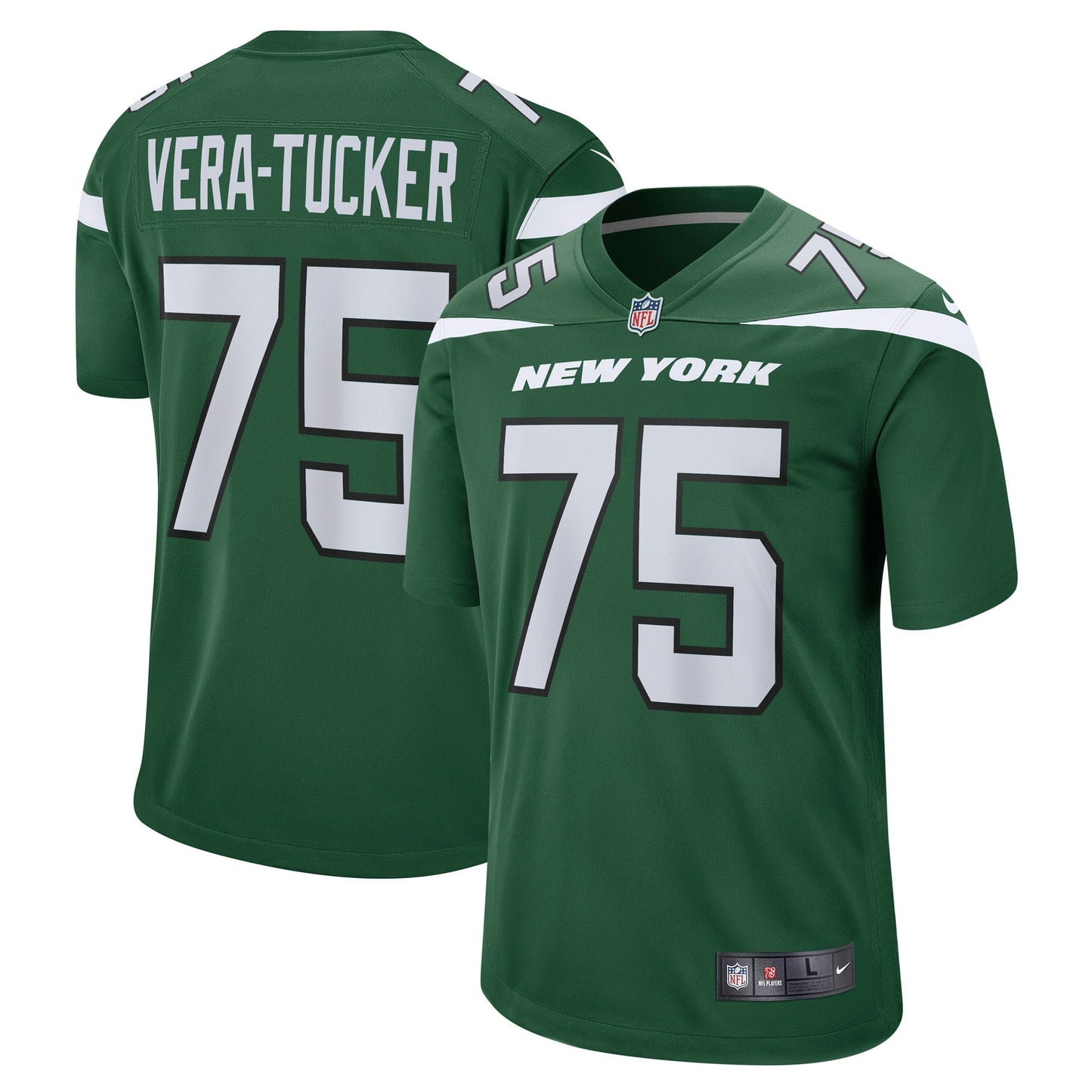 Men's Nike Alijah Vera-Tucker Gotham Green New York Jets Game Player Jersey