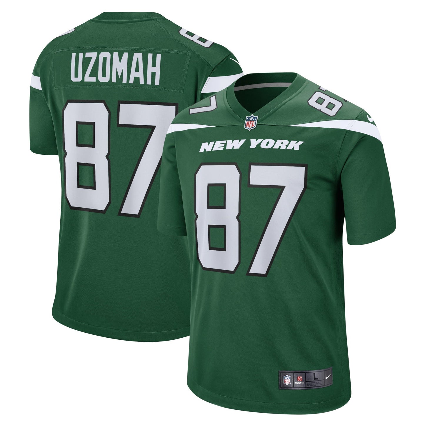Men's Nike C.J. Uzomah Gotham Green New York Jets Player Game Jersey