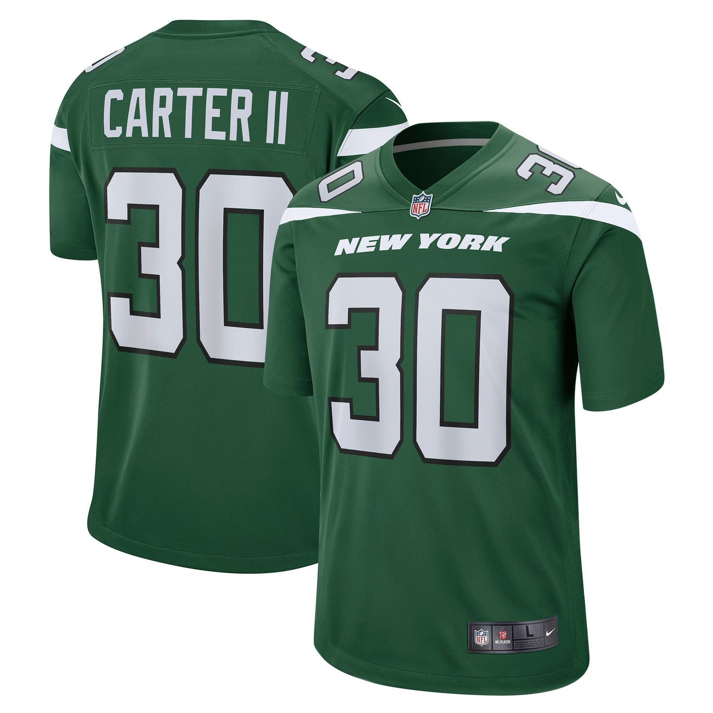 Men's Nike Michael Carter II Gotham Green New York Jets Game Jersey